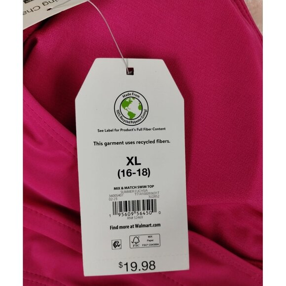 Time and Tru Womens XL Ruched Bikini Top Pink Summer Fuchsia - Picture 5 of 8